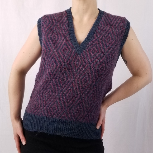 96s Alan Paine Wool Knit Sweater Vest 